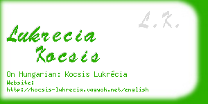 lukrecia kocsis business card